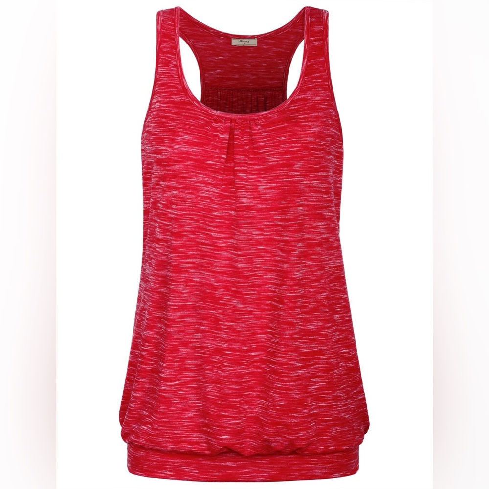 Miusey Red and White Sleeveless Tank Top